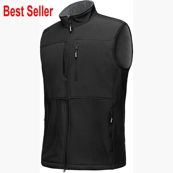 Lightweight Windproof Fleece-Lined Softshell Vest for Running Golf Hiking